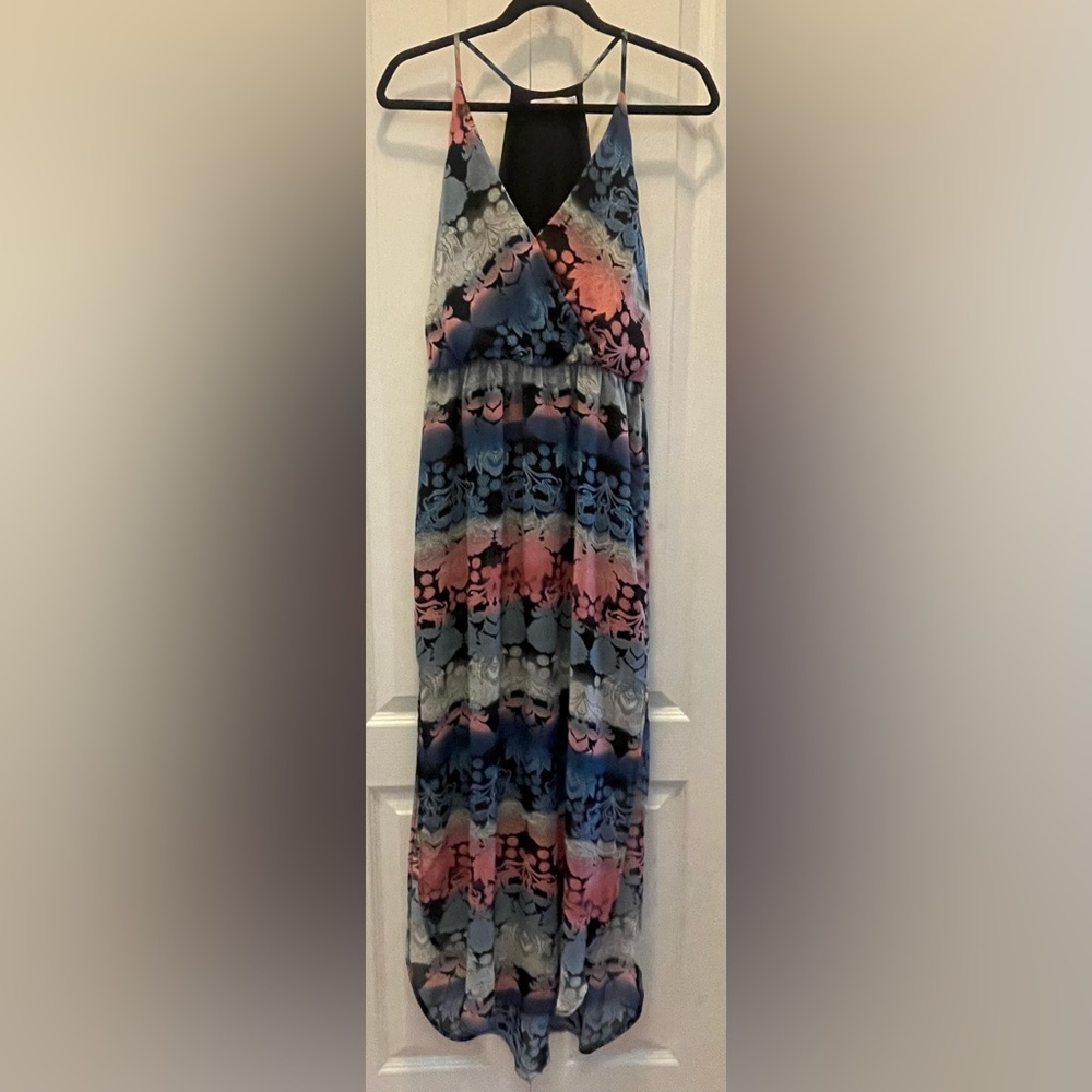 Lush Blue & Pink Watercolour Boho Dress Medium